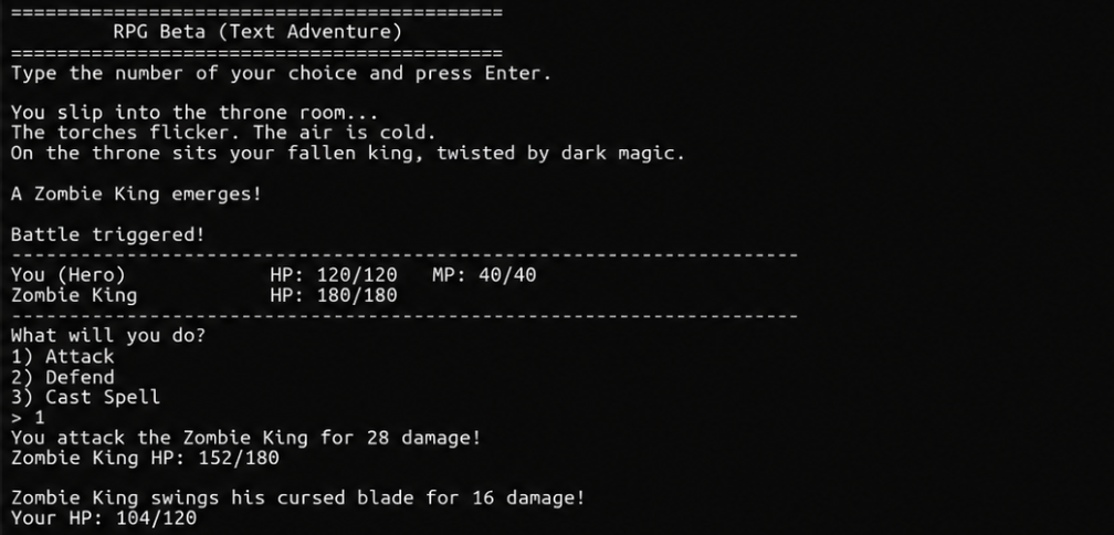 RPG Beta terminal screenshot