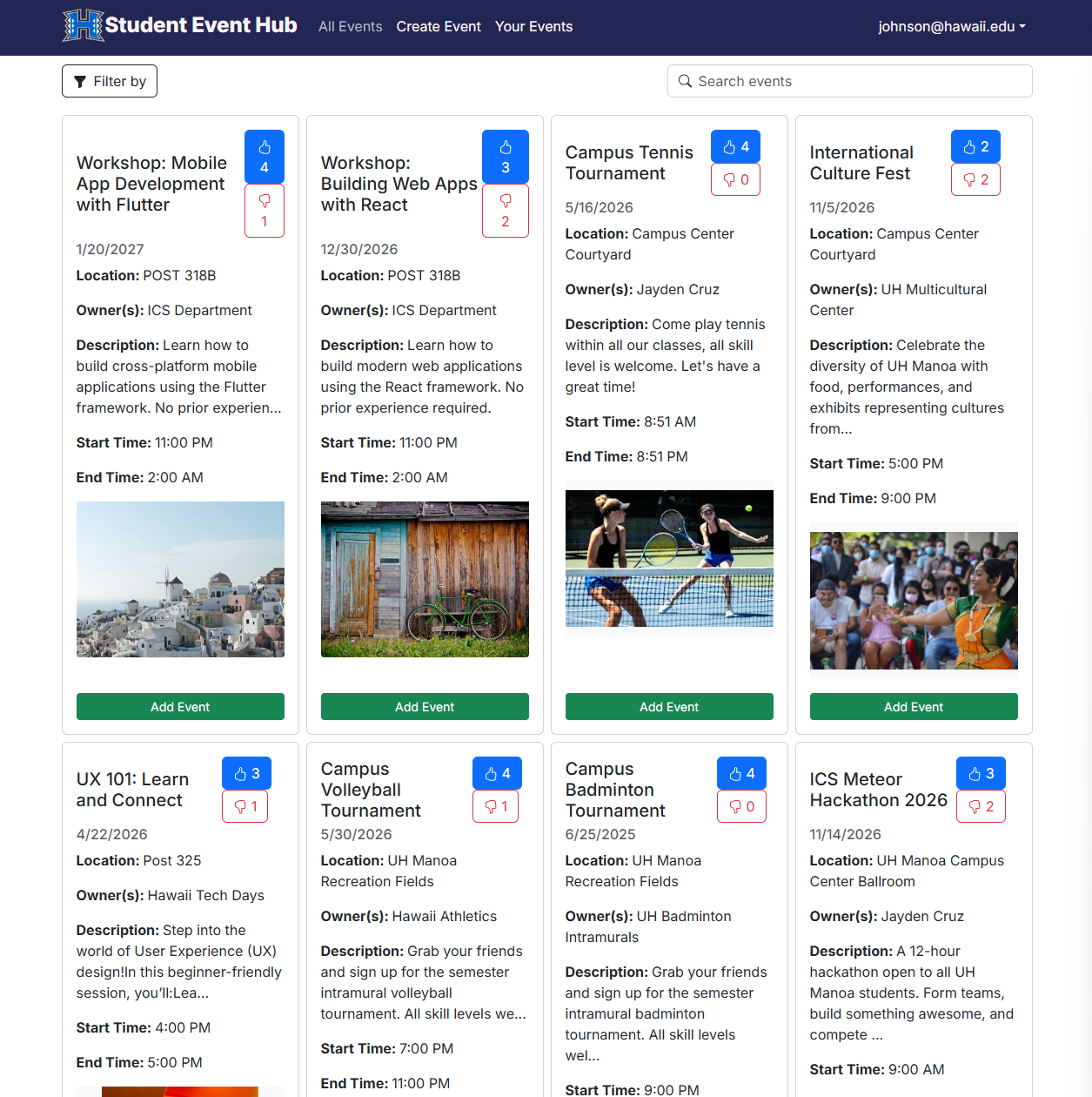 Student Event Hub screenshot